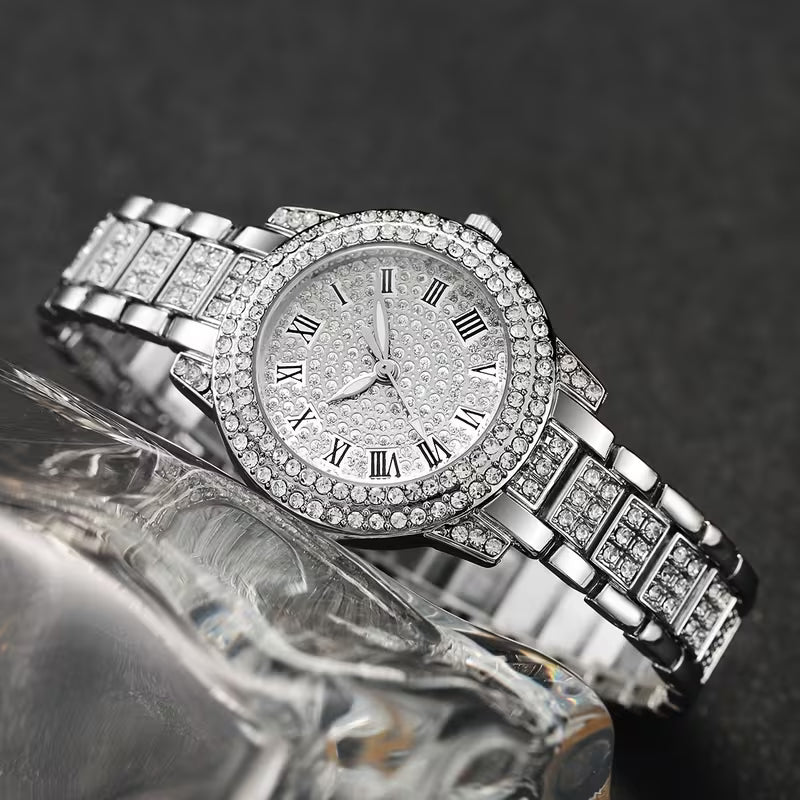 AuraHouse™ Roman Elegance Women's Watch & Bracelet Set
