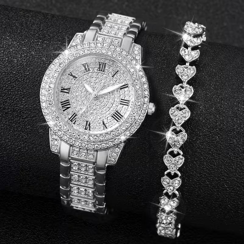 AuraHouse™ Roman Elegance Women's Watch & Bracelet Set