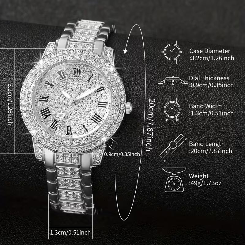 AuraHouse™ Roman Elegance Women's Watch & Bracelet Set