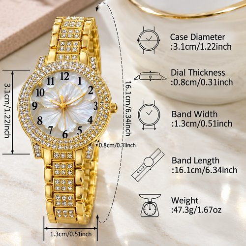 AuraHouse™ 7-Piece Women's Quartz Watch & Jewellery Gift Set