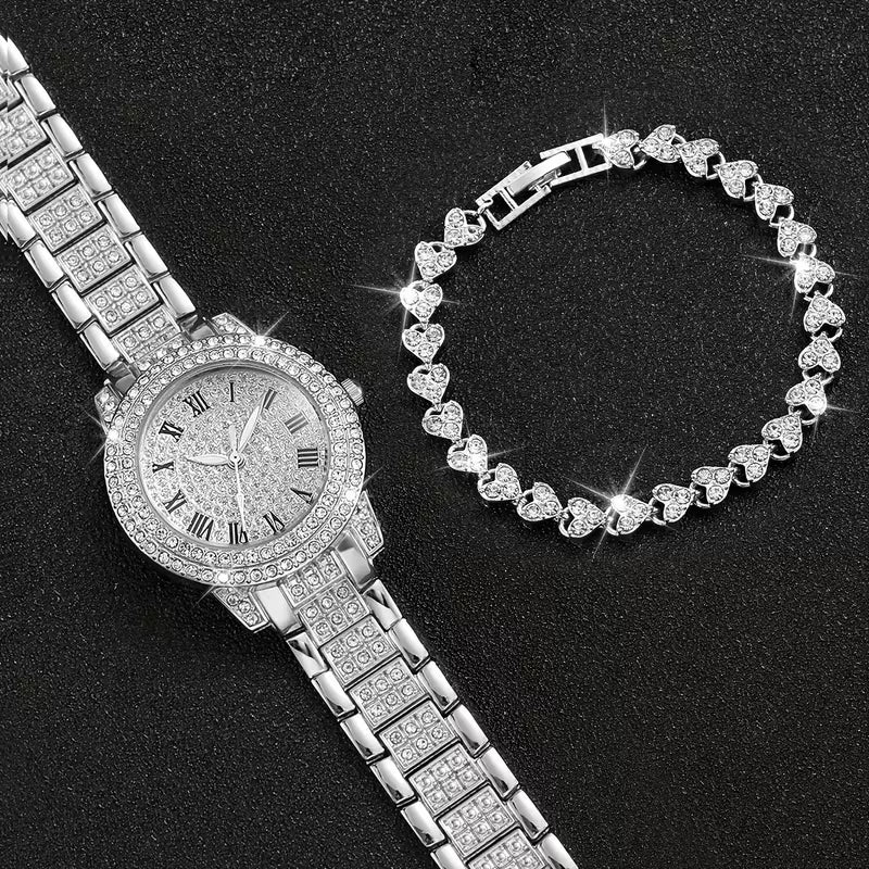 AuraHouse™ Roman Elegance Women's Watch & Bracelet Set